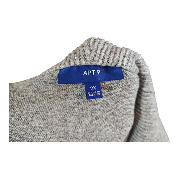 Apt. 9 Soft Longline Cowl Neck Fuzzy Jersey Sweater in Gray Cozy Women's 2X - Picture 8 of 8